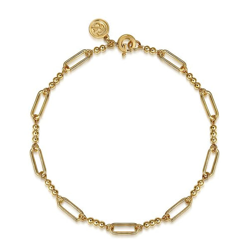 14K Yellow Gold Bujukan Beads Link Chain Bracelet - TB5062Y4JJJ-Gabriel & Co.-Renee Taylor Gallery