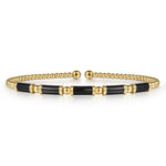 14K Yellow Gold Bujukan Beads and Black Enamel Split Bangle Bracelet - BG5136E86Y4JJJ-Gabriel & Co.-Renee Taylor Gallery
