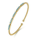 14K Yellow Gold Bujukan Beads and Blue Topaz Split Bangle Bracelet Bujukan Collection - BG5135-6Y4JBT-Gabriel & Co.-Renee Taylor Gallery