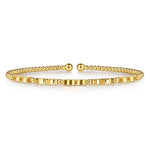 14K Yellow Gold Bujukan Beads and Diamond Cut Texture Split Bangle Bracelet - BG5137-6Y4JJJ-Gabriel & Co.-Renee Taylor Gallery