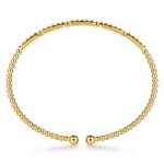 14K Yellow Gold Bujukan Beads and Diamond Cut Texture Split Bangle Bracelet - BG5137-6Y4JJJ-Gabriel & Co.-Renee Taylor Gallery