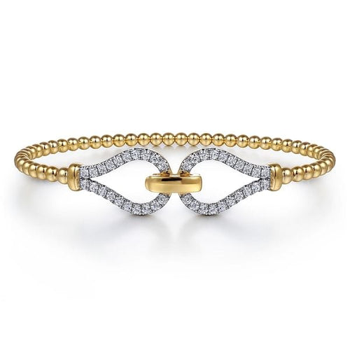 14K Yellow Gold Bujukan Beads and Diamond Split Bangle Bracelet - BG5051-62Y45JJ-Gabriel & Co.-Renee Taylor Gallery