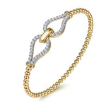 14K Yellow Gold Bujukan Beads and Diamond Split Bangle Bracelet - BG5051-62Y45JJ-Gabriel & Co.-Renee Taylor Gallery