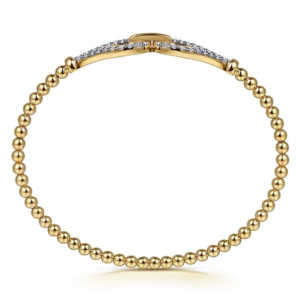 14K Yellow Gold Bujukan Beads and Diamond Split Bangle Bracelet - BG5051-62Y45JJ-Gabriel & Co.-Renee Taylor Gallery