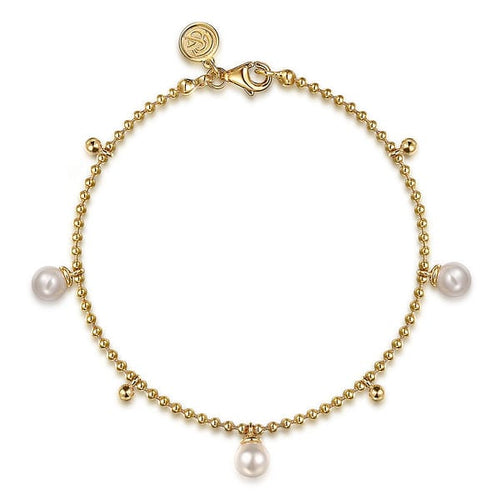 14K Yellow Gold Bujukan Beads and Pearl Droplet Bracelet - TB5016Y4JPL-Gabriel & Co.-Renee Taylor Gallery