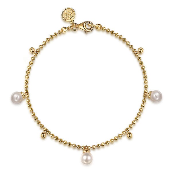 14K Yellow Gold Bujukan Beads and Pearl Droplet Bracelet - TB5016Y4JPL-Gabriel & Co.-Renee Taylor Gallery
