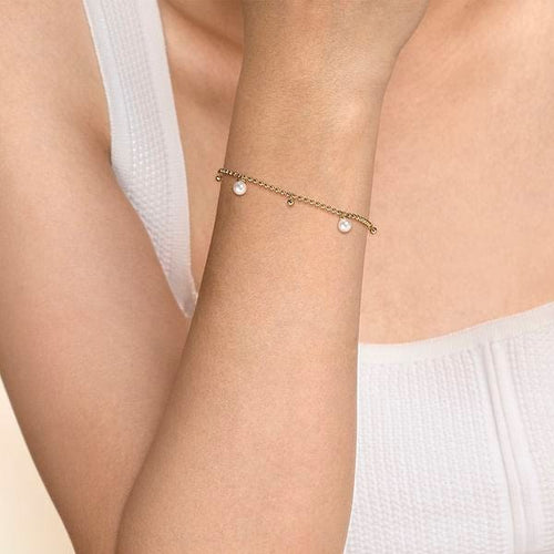 14K Yellow Gold Bujukan Beads and Pearl Droplet Bracelet - TB5016Y4JPL-Gabriel & Co.-Renee Taylor Gallery