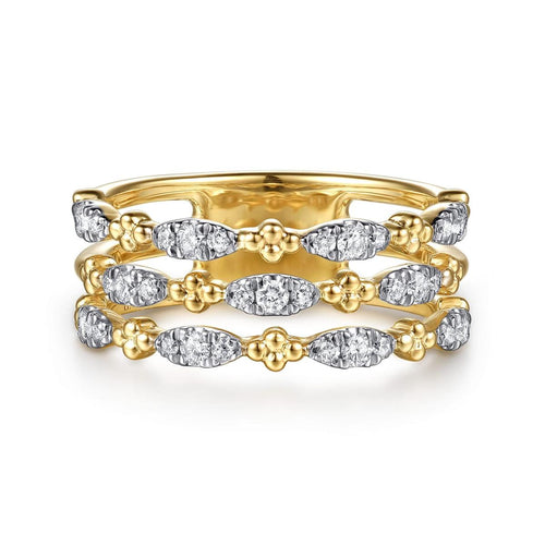 14K Yellow Gold Bujukan Clover and Diamond Marquise Easy Stackable Ring Bujukan Collection - LR53125Y45JJ-Gabriel & Co.-Renee Taylor Gallery