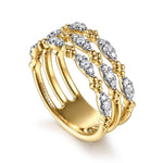 14K Yellow Gold Bujukan Clover and Diamond Marquise Easy Stackable Ring Bujukan Collection - LR53125Y45JJ-Gabriel & Co.-Renee Taylor Gallery