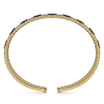 14K Yellow Gold Bujukan Cuff Bracelet with Marquise Sapphire and Round Diamonds Bujukan Collection - BG4716-57Y45SA-Gabriel & Co.-Renee Taylor Gallery