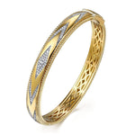 14K Yellow Gold Bujukan Diamond Chevron Pattern Bangle Bracelet - BG5021-62Y45JJ-Gabriel & Co.-Renee Taylor Gallery