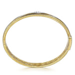 14K Yellow Gold Bujukan Diamond Chevron Pattern Bangle Bracelet - BG5021-62Y45JJ-Gabriel & Co.-Renee Taylor Gallery