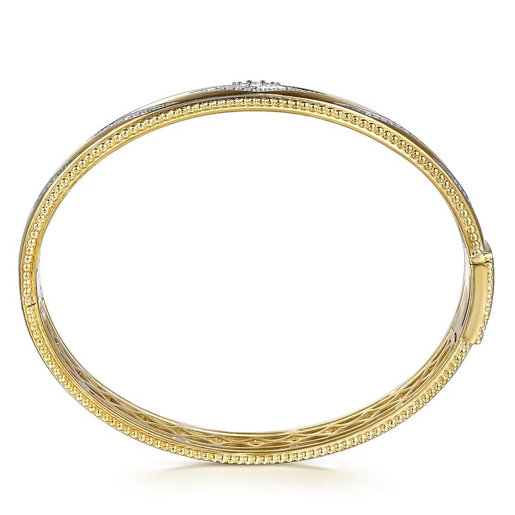 14K Yellow Gold Bujukan Diamond Chevron Pattern Bangle Bracelet - BG5021-62Y45JJ-Gabriel & Co.-Renee Taylor Gallery