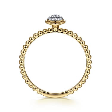 14K Yellow Gold Round Diamond Cluster Ring with Bujukan Beaded Shank - LR51825Y45JJ-Gabriel & Co.-Renee Taylor Gallery