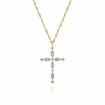 14K Yellow Gold Bujukan Diamond Cross Pendant Necklace Bujukan Collection - NK8237Y45JJ-Gabriel & Co.-Renee Taylor Gallery
