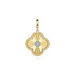 14K Yellow Gold Bujukan & Diamond Cut Diamond Clover Medallion Pendant - PT6601Y45JJ-Gabriel & Co.-Renee Taylor Gallery