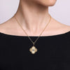 14K Yellow Gold Bujukan & Diamond Cut Diamond Clover Medallion Pendant - PT6601Y45JJ-Gabriel & Co.-Renee Taylor Gallery
