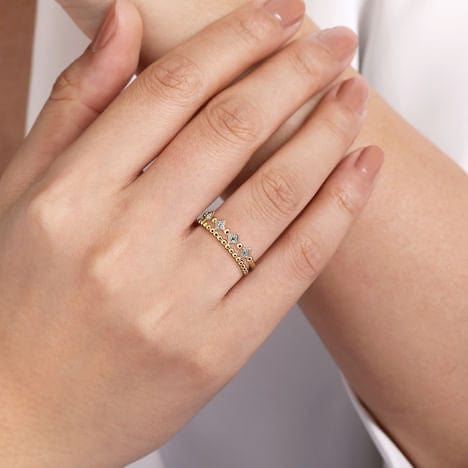 14K Yellow Gold Bujukan Stackable Diamond Ring - LR52233Y45JJ-Gabriel & Co.-Renee Taylor Gallery