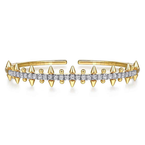 14K Yellow Gold Bujukan Diamond Spike Flexible Cuff Bracelet Bujukan Collection - BG5283-57Y45JJ-Gabriel & Co.-Renee Taylor Gallery