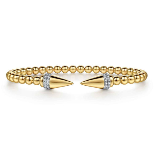 14K Yellow Gold Bujukan Diamond Spike Open Bangle Bracelet Bujukan Collection - BG5284-57Y45JJ-Gabriel & Co.-Renee Taylor Gallery