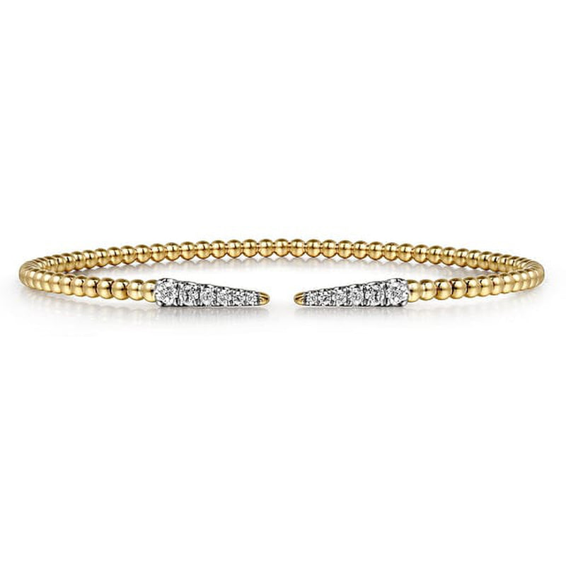 14K Yellow Gold Bujukan Diamond Spikes Split Bangle - BG4216-62Y45JJ-Gabriel & Co.-Renee Taylor Gallery