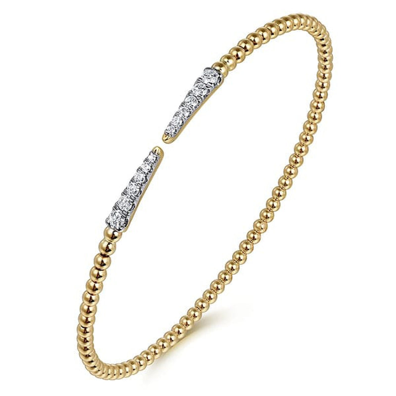 14K Yellow Gold Bujukan Diamond Spikes Split Bangle - BG4216-62Y45JJ-Gabriel & Co.-Renee Taylor Gallery
