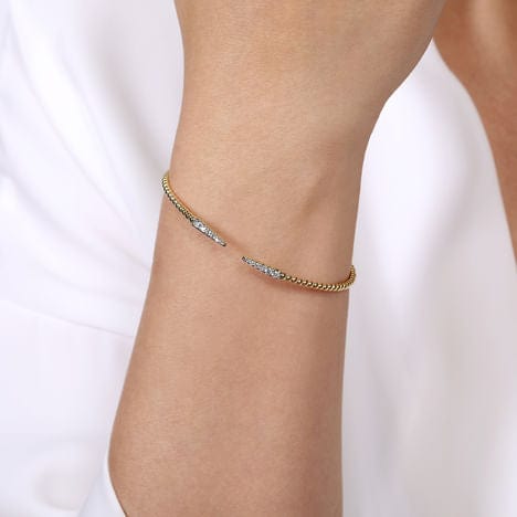 14K Yellow Gold Bujukan Diamond Spikes Split Bangle - BG4216-62Y45JJ-Gabriel & Co.-Renee Taylor Gallery
