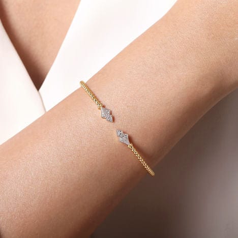 14K Yellow Gold Bujukan Split Cuff with Diamonds - BG4612-62Y45JJ-Gabriel & Co.-Renee Taylor Gallery