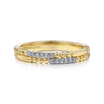 14K Gold Two Row Beaded Diamond Stackable Ring - LR51456-Gabriel & Co.-Renee Taylor Gallery
