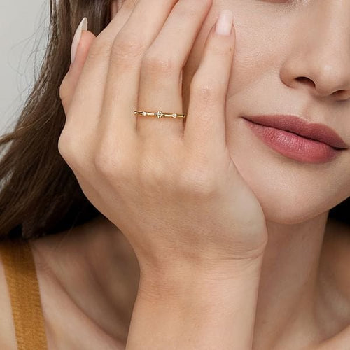 14K Yellow Gold Bujukan Diamond Stackable Ring - LR52872Y45JJ-Gabriel & Co.-Renee Taylor Gallery