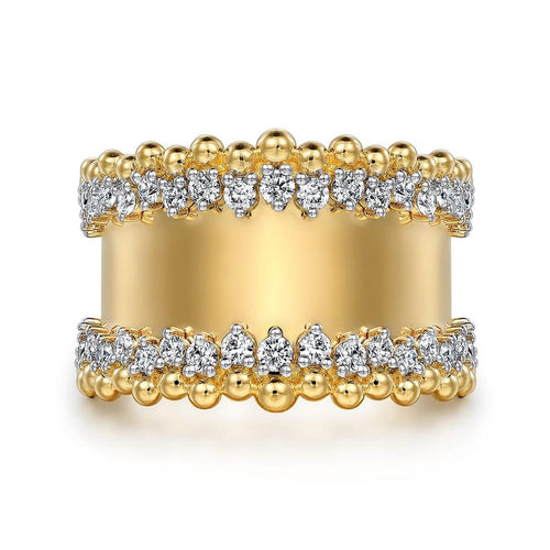 14K Yellow Gold Bujukan Diamond Wide Band Ring – LR52361Y45JJ-Gabriel & Co.-Renee Taylor Gallery