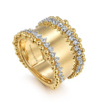 14K Yellow Gold Bujukan Diamond Wide Band Ring – LR52361Y45JJ-Gabriel & Co.-Renee Taylor Gallery