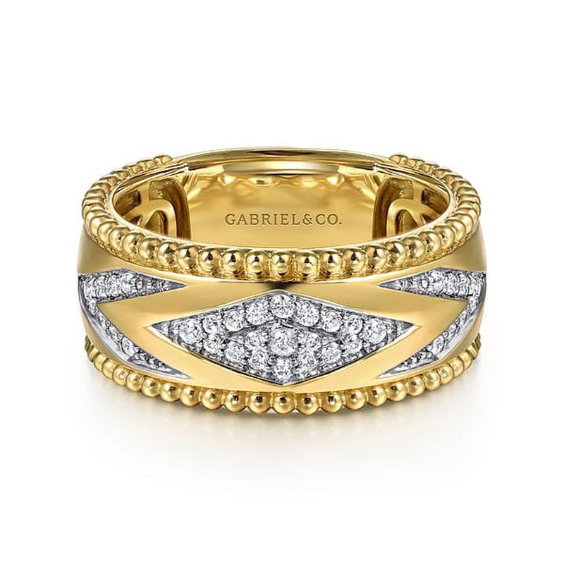 14K Yellow Gold Bujukan Diamond Wide Band Ring - LR52728Y45JJ-Gabriel & Co.-Renee Taylor Gallery