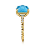 14K Yellow Gold Bujukan Diamond and Blue Topaz Signet Ring - LR52918Y45BT-Gabriel & Co.-Renee Taylor Gallery