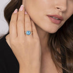 14K Yellow Gold Bujukan Diamond and Blue Topaz Signet Ring - LR52918Y45BT-Gabriel & Co.-Renee Taylor Gallery