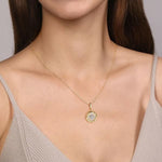 14K Yellow Gold Bujukan Diamond and Mother of Pearl Medallion Pendant 18mm - PT6615Y45WM-Gabriel & Co.-Renee Taylor Gallery