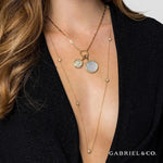 14K Yellow Gold Bujukan Diamond and Mother of Pearl Medallion Pendant 18mm - PT6615Y45WM-Gabriel & Co.-Renee Taylor Gallery