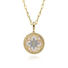 14K Yellow Gold Bujukan Diamond and Mother of Pearl Medallion Pendant 24mm - PT6614Y45WM-Gabriel & Co.-Renee Taylor Gallery