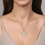 14K Yellow Gold Bujukan Diamond and Mother of Pearl Medallion Pendant 24mm - PT6614Y45WM-Gabriel & Co.-Renee Taylor Gallery