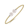 14K Yellow Gold Bujukan Diamond and Pearl Split Bangle - BG4247-62Y45PL-Gabriel & Co.-Renee Taylor Gallery