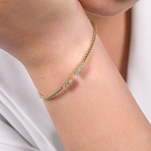 14K Yellow Gold Bujukan Split Cuff Bracelet with Diamonds - BG4120-62Y45JJ-Gabriel & Co.-Renee Taylor Gallery