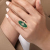 14K Yellow Gold Bujukan Elongated Oval Malachite Inlay Starburst Signet Ring - LR52515Y45MA-Gabriel & Co.-Renee Taylor Gallery