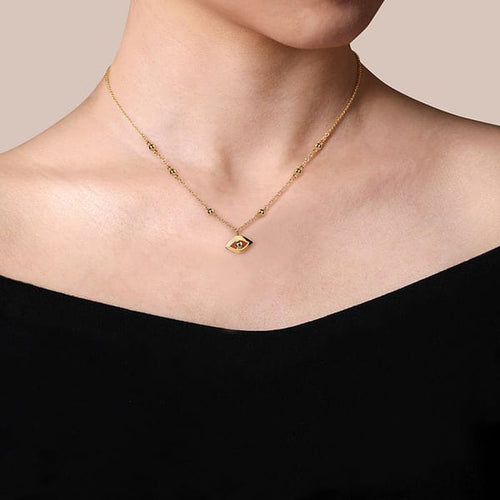 14K Yellow Gold Bujukan Evil Eye Pendant Necklace - NK7067Y4JJJ-Gabriel & Co.-Renee Taylor Gallery