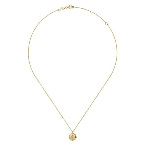 14K Yellow Gold Bujukan Pendant Necklace with Starburst Diamond Center - NK6869Y45JJ-Gabriel & Co.-Renee Taylor Gallery