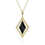 14K Yellow Gold Bujukan Onyx Rhombus Pendant Necklace - NK7002Y4JOX-Gabriel & Co.-Renee Taylor Gallery