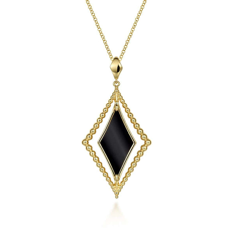 14K Yellow Gold Bujukan Onyx Rhombus Pendant Necklace - NK7002Y4JOX-Gabriel & Co.-Renee Taylor Gallery