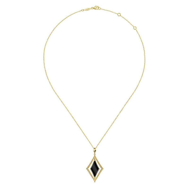 14K Yellow Gold Bujukan Onyx Rhombus Pendant Necklace - NK7002Y4JOX-Gabriel & Co.-Renee Taylor Gallery