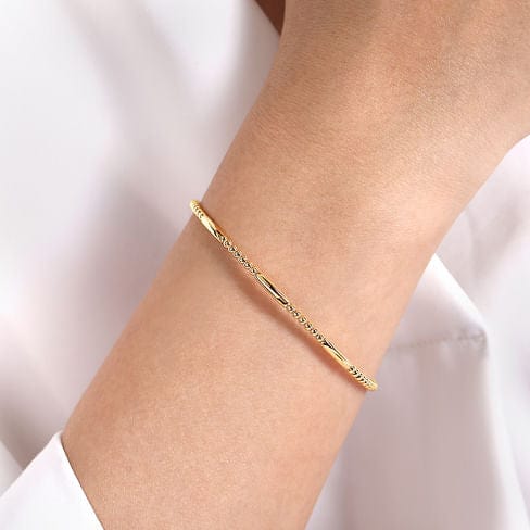 14K Yellow Gold Bujukan Open Bangle - BG4419-62Y4JJJ-Gabriel & Co.-Renee Taylor Gallery