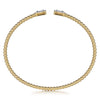 14K Yellow Gold Bujukan Open Cuff Bracelet w/ Diamond Baguettes - BG4711-62Y44JJ-Gabriel & Co.-Renee Taylor Gallery