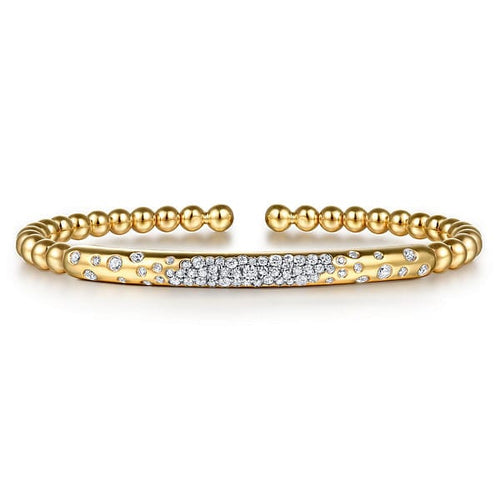 14K Yellow Gold Bujukan Pave Diamond Split Bangle Bracelet - BG5085-62Y45JJ-Gabriel & Co.-Renee Taylor Gallery